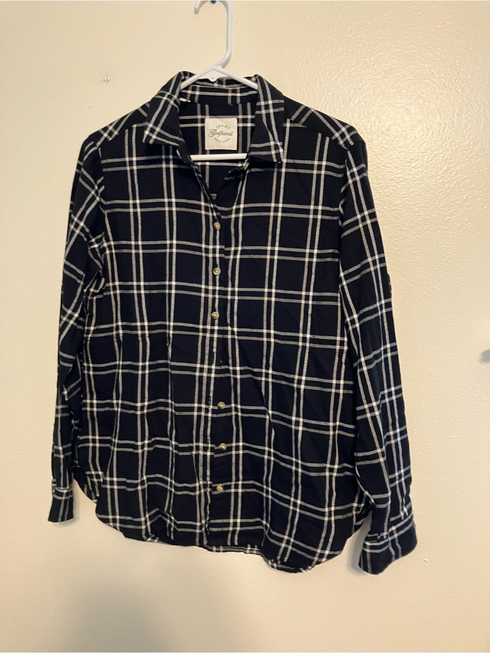 Jachs Black and White Plaid Button-Down Shirt